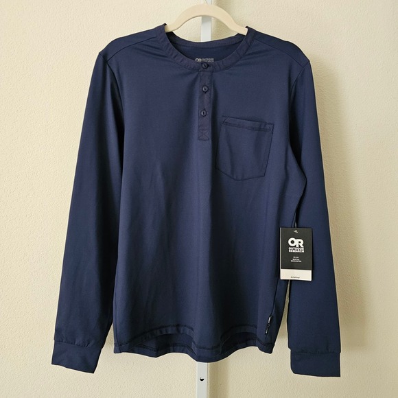 OUTDOOR RESEARCH NWT Baritone Naval Blue L/S ActiveTemp Button Henley Sz  M - Picture 1 of 16